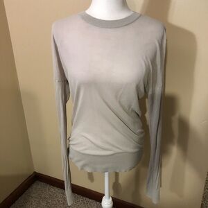 J. Brand Light Gray Sheer Long Sleeve Top Sz L